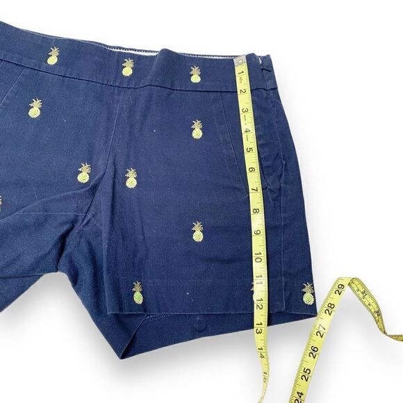 J. Crew Navy Khaki Pineapple Embroidered Print Shorts Women’s Size 0 - Picture 6 of 9